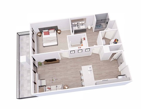 1 bed 1 bath 1L Floor Plan at Tesson Ridge, Saint Louis, 63128